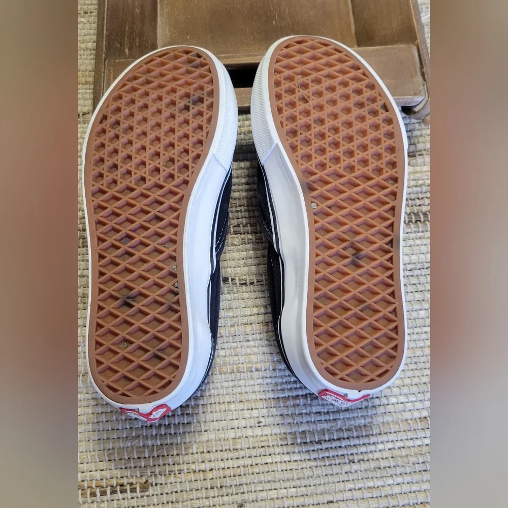 Vans Skate Slip-On Shoes Black/White PopCush Suede/Canvas 5.5 EUC - Picture 7 of 10